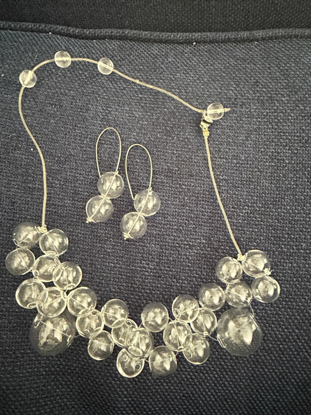 MoMA Clear Glass Bubble Statement Necklace and Earring Set